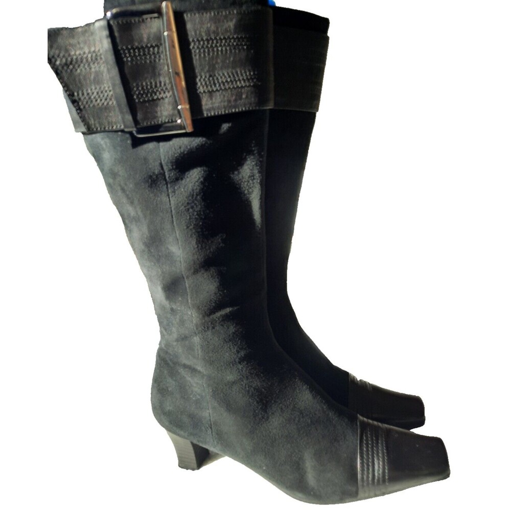 Hogl Genuine Leather and Suede Black US 6 Whimsigoth Fairy Goth Knee High Boots